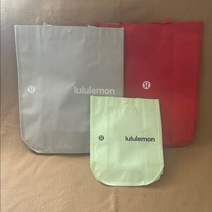 Lululemon Reusable Red, Gray, and Green Tote Bags